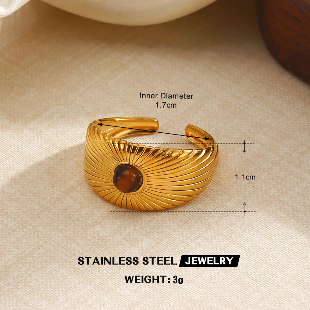 Tiger’s Eye Adjustable Stainless Steel Ring