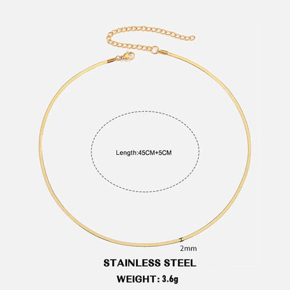 Hot Classic Unisex Flat Snake Chain Choker Necklace – Stainless Steel Herringbone, Gold & Silver Fashion Jewelry Gift