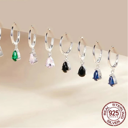 BAMOER Green Water Drop Earrings – 925 Sterling Silver