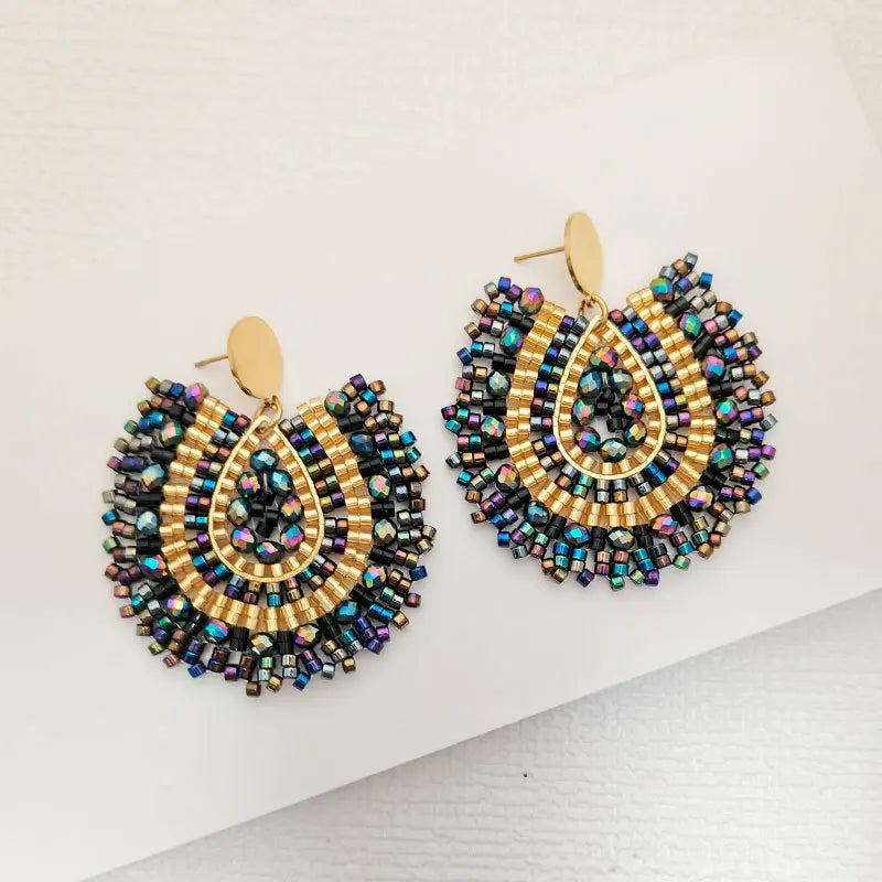 Kaseakia Vintage Beaded Drop Earrings