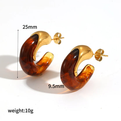 Brown Resin Geometric Shape Earrings