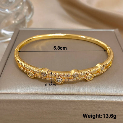 Unique Double Layer Rhinestone Bangle Bracelets