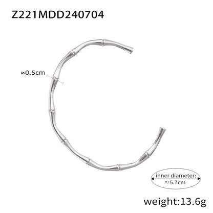 Ferris Wheel Stainless Steel Jewelry Set – Gold Plated Necklace, Bracelet & Earrings Bamboo Design for Women