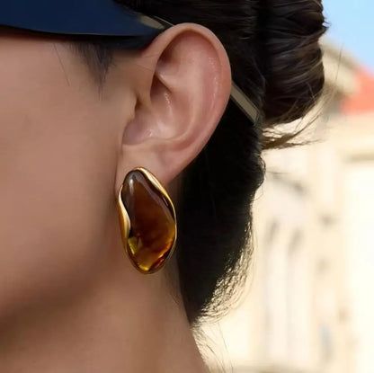 Brown Resin Geometric Shape Earrings