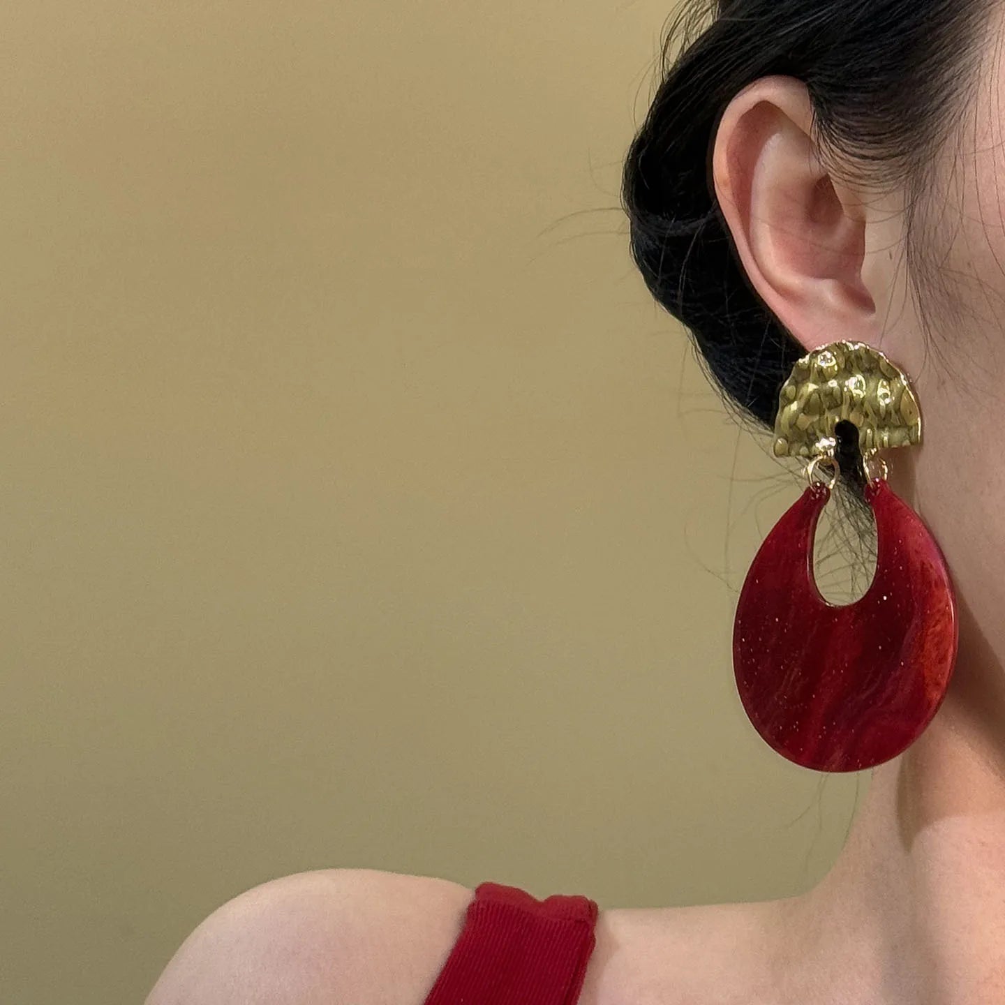 Bold Red Luxe Statement Earrings