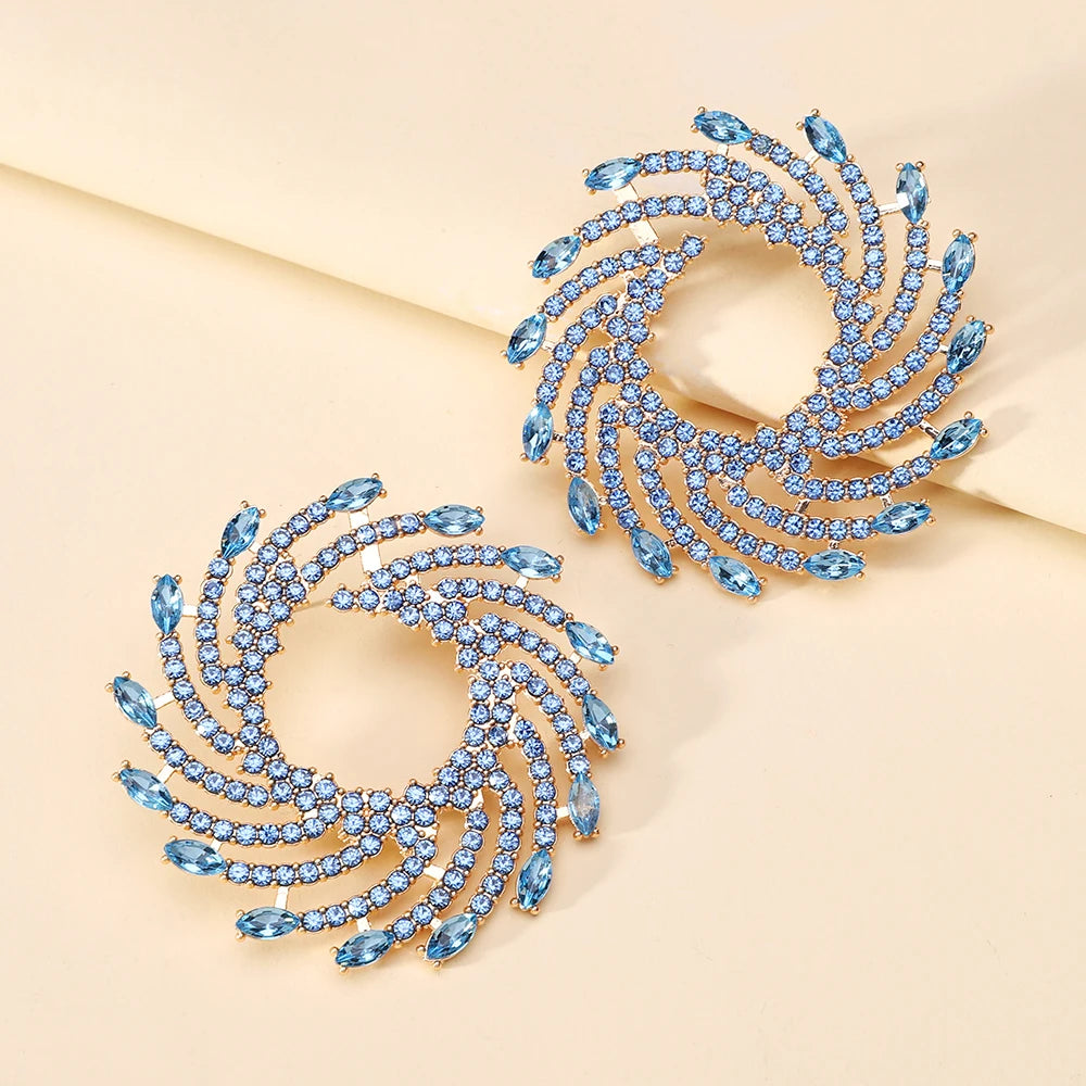 Sunflower Crystal Statement Stud Earrings