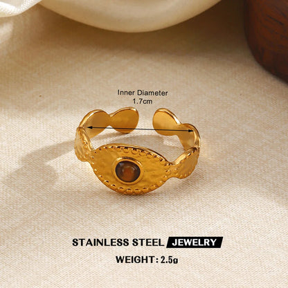 Tiger’s Eye Adjustable Stainless Steel Ring