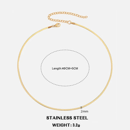 Hot Classic Unisex Flat Snake Chain Choker Necklace – Stainless Steel Herringbone, Gold & Silver Fashion Jewelry Gift