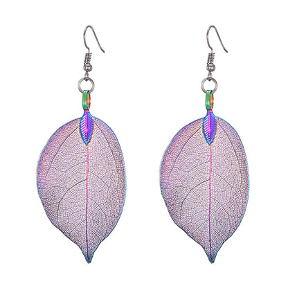 Real Leaf Dangle Earrings for Women