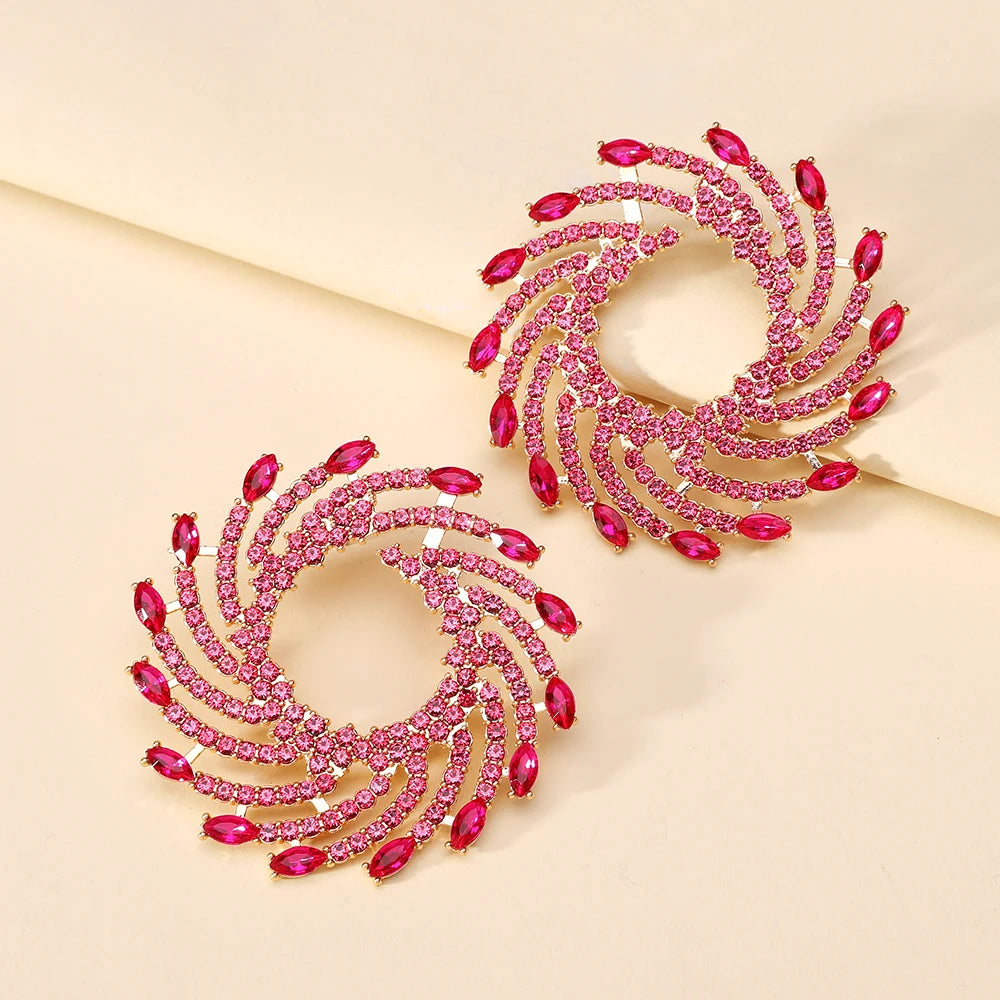 Sunflower Crystal Statement Stud Earrings