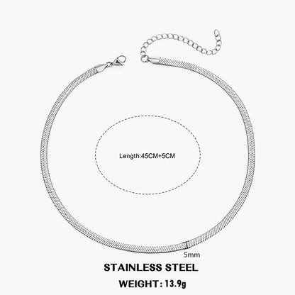 Hot Classic Unisex Flat Snake Chain Choker Necklace – Stainless Steel Herringbone, Gold & Silver Fashion Jewelry Gift