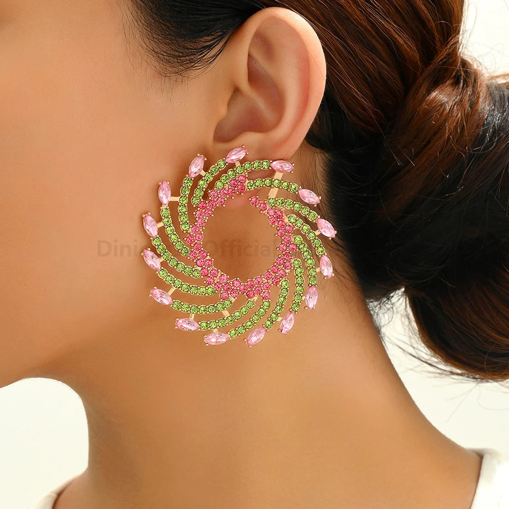 Sunflower Crystal Statement Stud Earrings