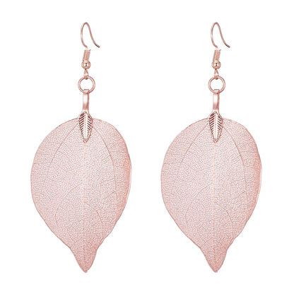 Real Leaf Dangle Earrings for Women