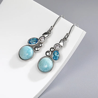 Larimar & Topaz Sterling Silver Long Drop Earrings