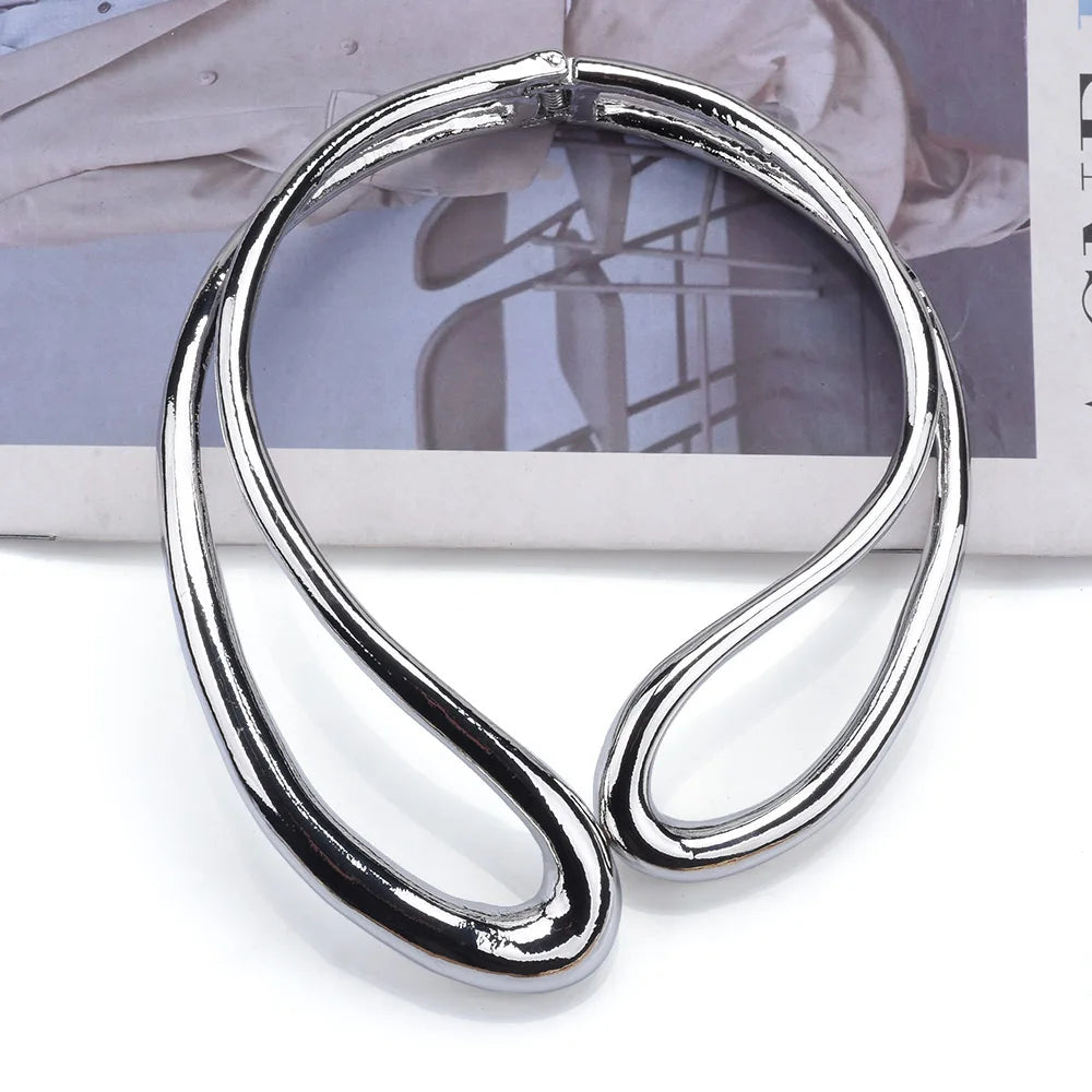 Golden Open Choker Necklace – Asymmetric Hip Hop Punk