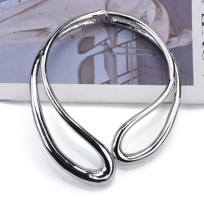 Golden Open Choker Necklace – Asymmetric Hip Hop Punk