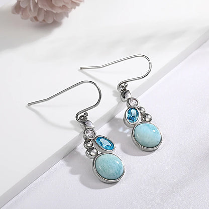 Larimar & Topaz Sterling Silver Long Drop Earrings