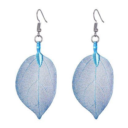 Real Leaf Dangle Earrings for Women