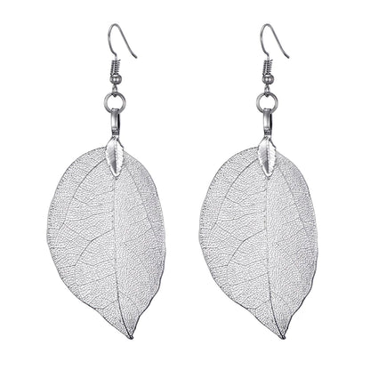 Real Leaf Dangle Earrings for Women