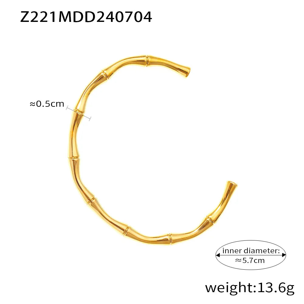 Ferris Wheel Stainless Steel Jewelry Set – Gold Plated Necklace, Bracelet & Earrings Bamboo Design for Women