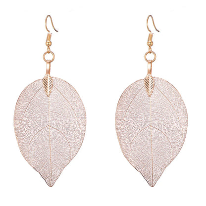 Real Leaf Dangle Earrings for Women