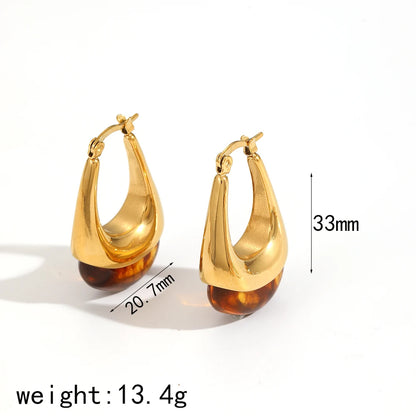 Brown Resin Geometric Shape Earrings