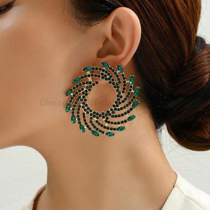 Sunflower Crystal Statement Stud Earrings