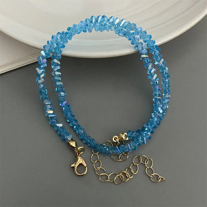 Sygune Pink Crystal Triangle Choker Necklace – Trendy Short Necklace