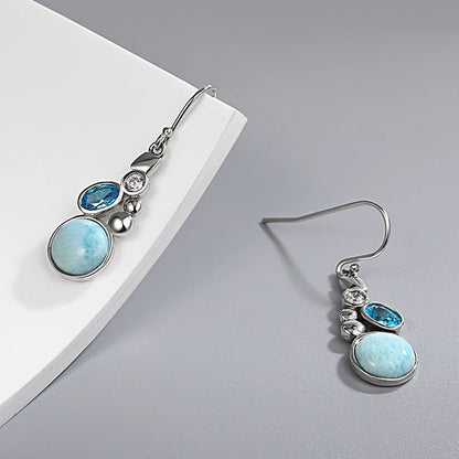 Larimar & Topaz Sterling Silver Long Drop Earrings