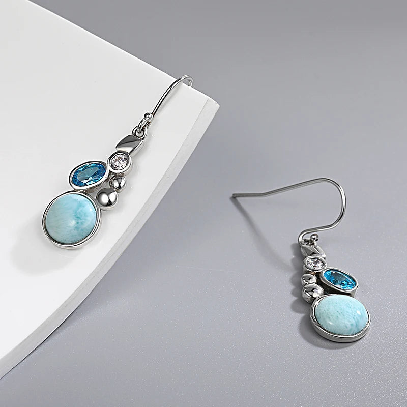 Larimar & Topaz Sterling Silver Long Drop Earrings