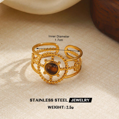 Tiger’s Eye Adjustable Stainless Steel Ring