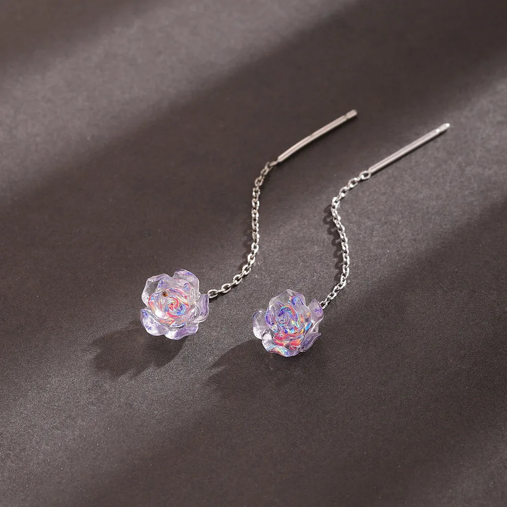 Black Drop Tassel Long Earrings