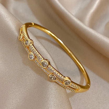 Unique Double Layer Rhinestone Bangle Bracelets