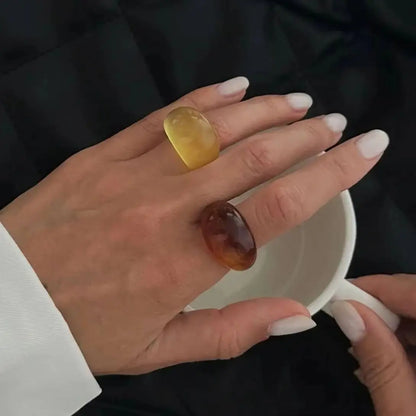 Y2K Chunky Resin Boho Ring – Wide Band Statement Fashion Ring for Women