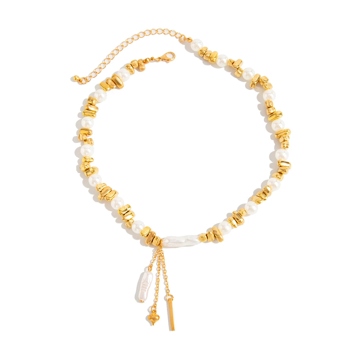 Ingemark Boho Heart Pearl Pendant Choker Necklace – Adjustable Elegant Jewelry