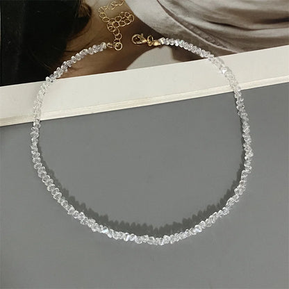 Sygune Pink Crystal Triangle Choker Necklace – Trendy Short Necklace