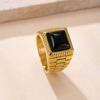 Vintage Square Red CZ Ring – Stainless Steel Statement Wedding Band (Unisex)