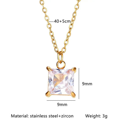 TOHM Colorful Square Zircon Pendant Necklace – Women