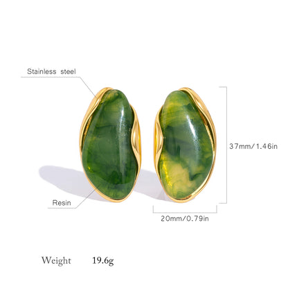 Resin Geometric Stud Earrings – Gold Plated