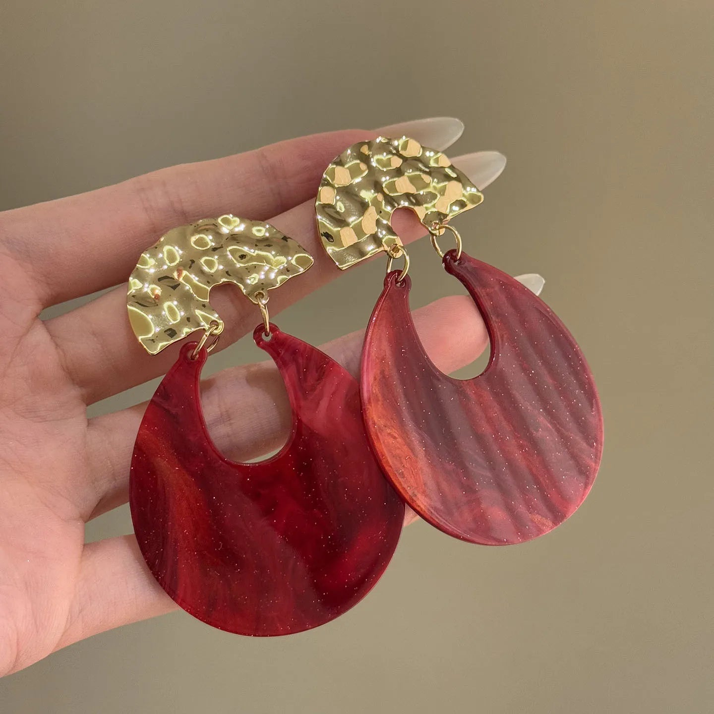 Bold Red Luxe Statement Earrings