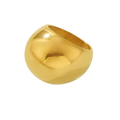 Oval Chunky Statement Ring in 18K Gold Stainless Steel