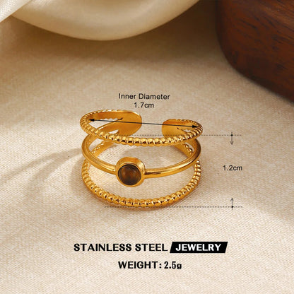 Tiger’s Eye Adjustable Stainless Steel Ring