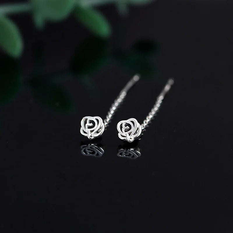 Black Drop Tassel Long Earrings