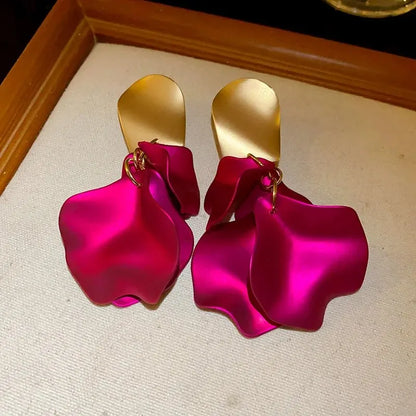 Stylish Multicolored Flower Earrings – Delicate Petal Tassel Studs for Women