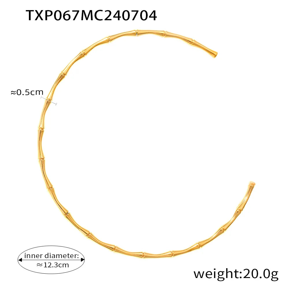 Ferris Wheel Stainless Steel Jewelry Set – Gold Plated Necklace, Bracelet & Earrings Bamboo Design for Women