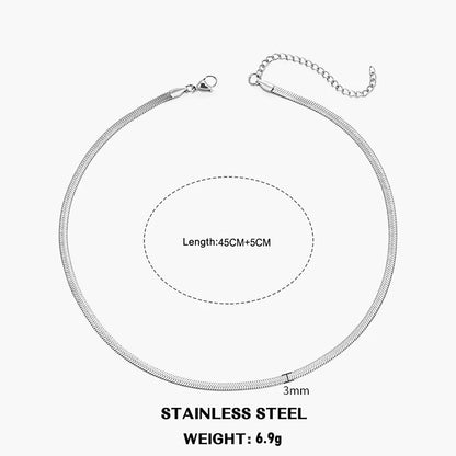 Hot Classic Unisex Flat Snake Chain Choker Necklace – Stainless Steel Herringbone, Gold & Silver Fashion Jewelry Gift