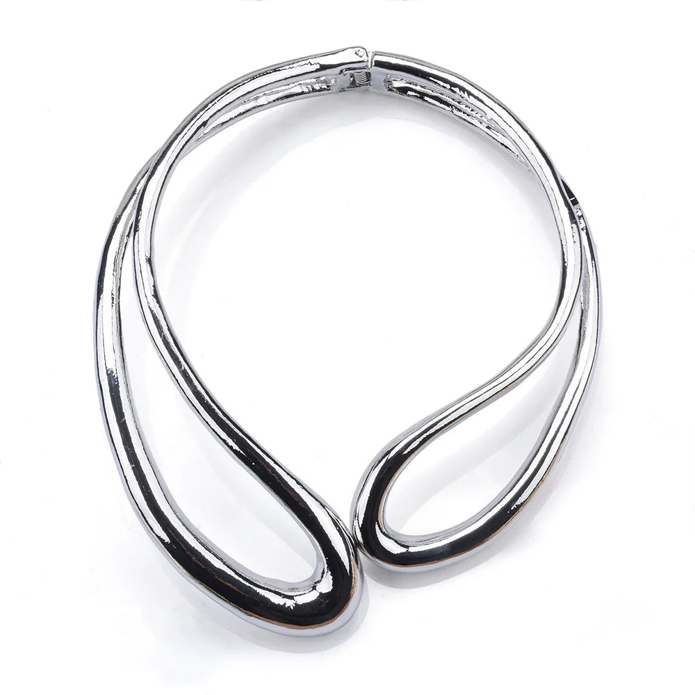 Golden Open Choker Necklace – Asymmetric Hip Hop Punk