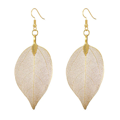Real Leaf Dangle Earrings for Women