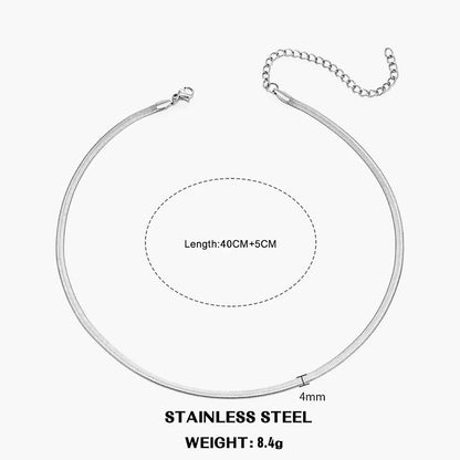 Hot Classic Unisex Flat Snake Chain Choker Necklace – Stainless Steel Herringbone, Gold & Silver Fashion Jewelry Gift