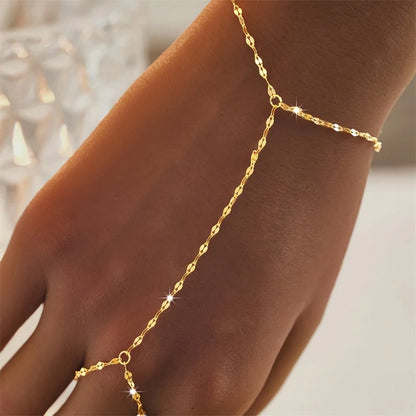 Multilayer Vintage Connected Finger Ring Bracelets